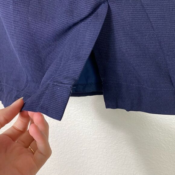 Halston Navy Blue Textured Silk Pencil Skirt - Picture 5 of 7